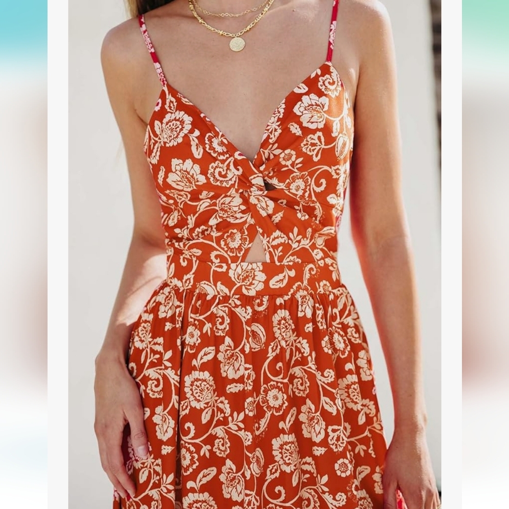 🕶Cupshe Red and White Floral Dress🕶 - Picture 7 of 9